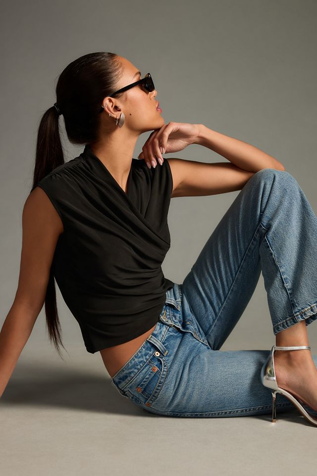 Ruched V Neck Crop Top