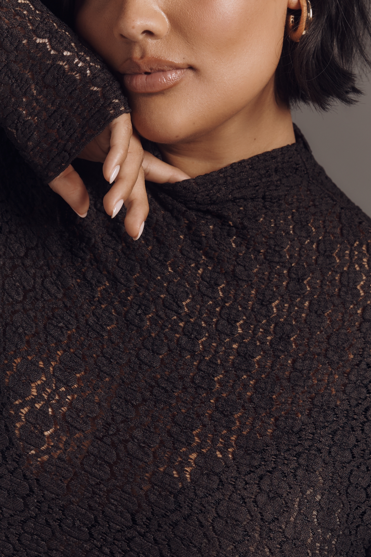 By Anthropologie Smocked Lace Long-Sleeve Top