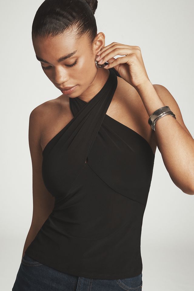 By Anthropologie Tie-Neck Shirred Halter Top #3