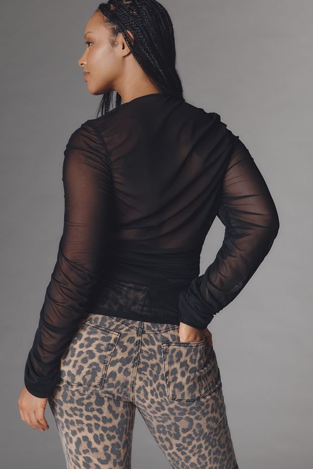 Maeve Ruched Long-Sleeve V-Neck Top #6