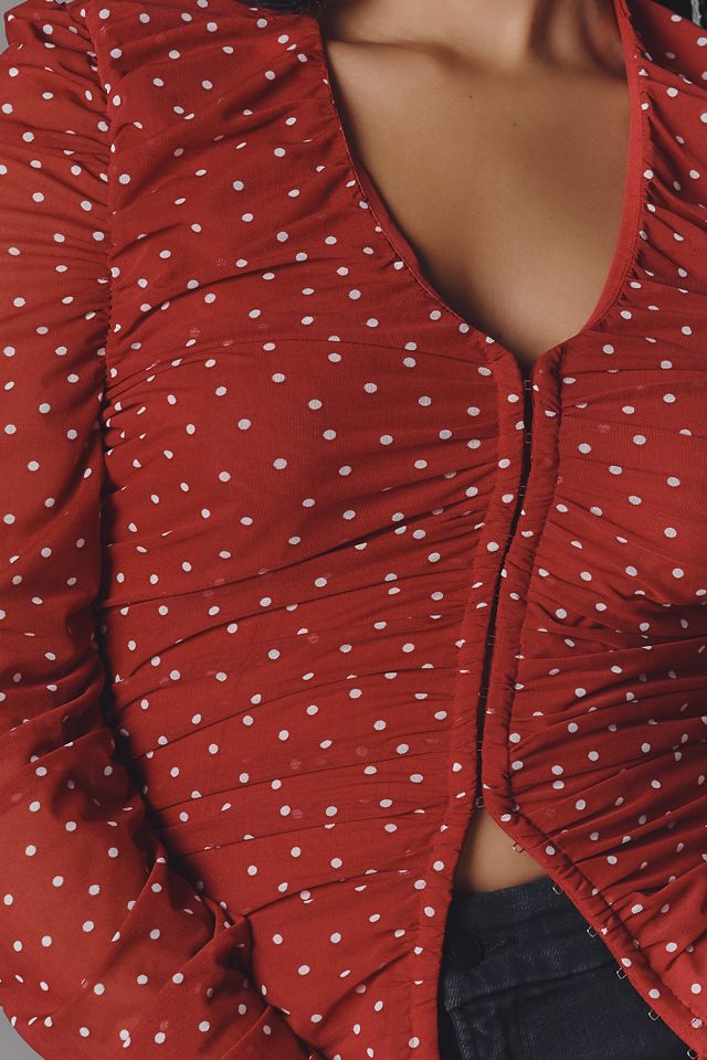 Maeve Ruched Long-Sleeve V-Neck Top #5