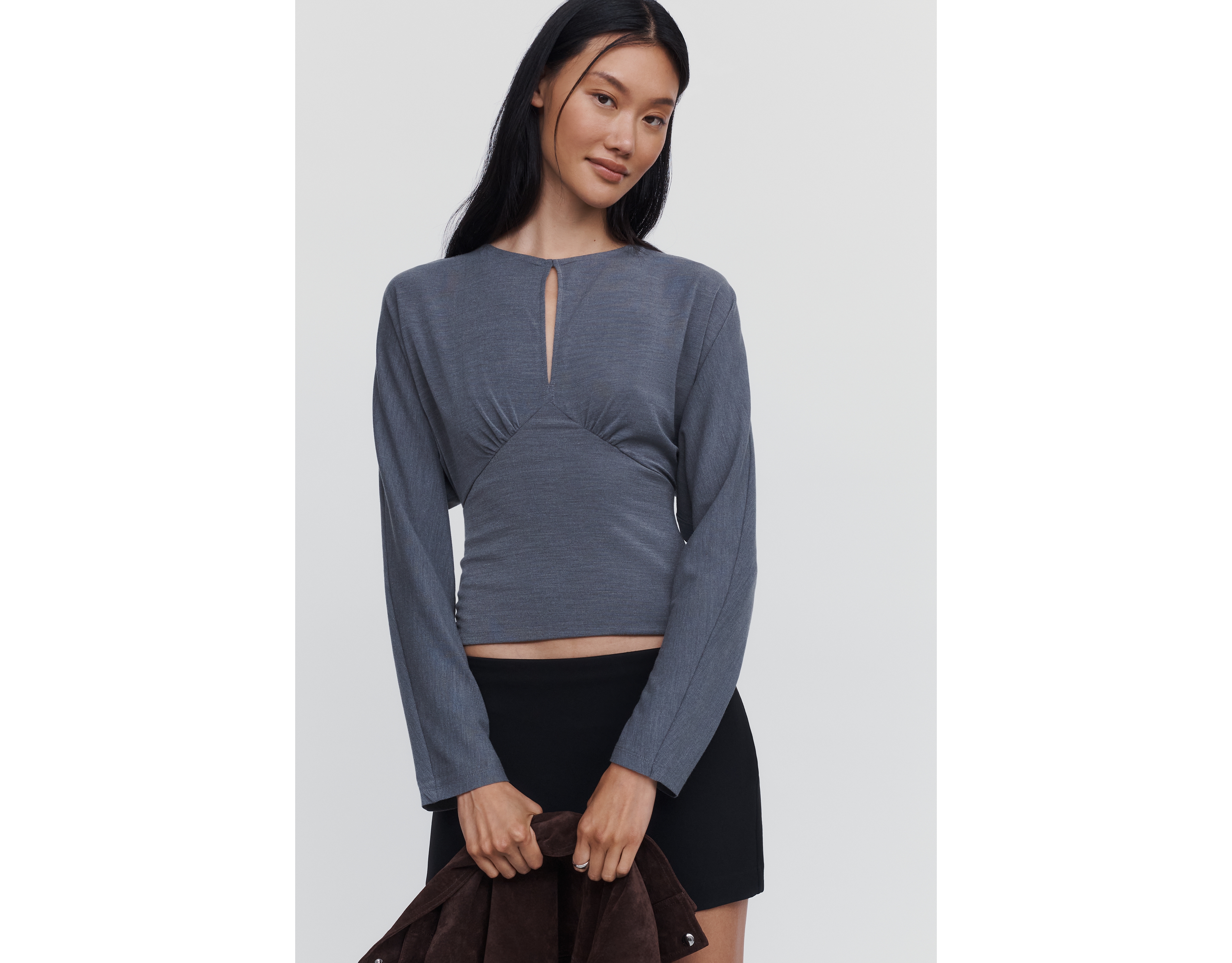 By Anthropologie Long Sleeve Keyhole Top