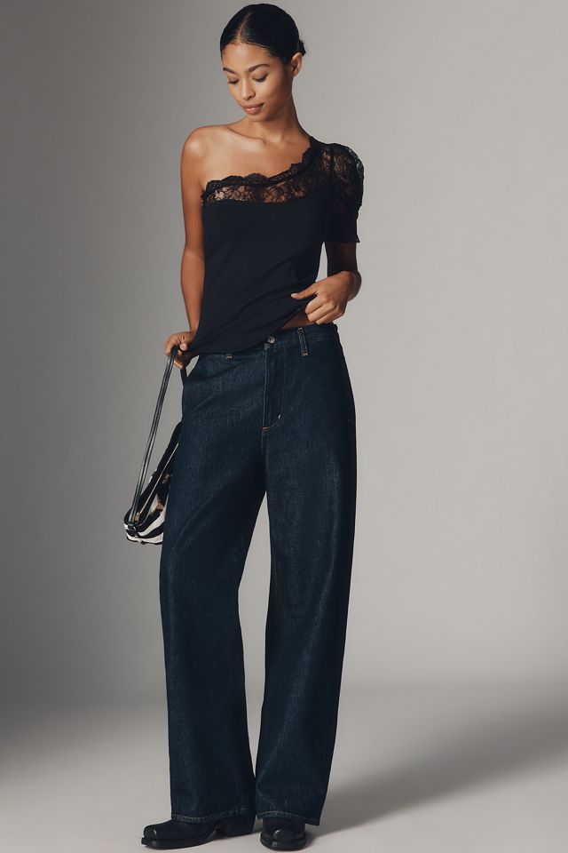 Maeve One-Shoulder Lace-Trimmed Top #3