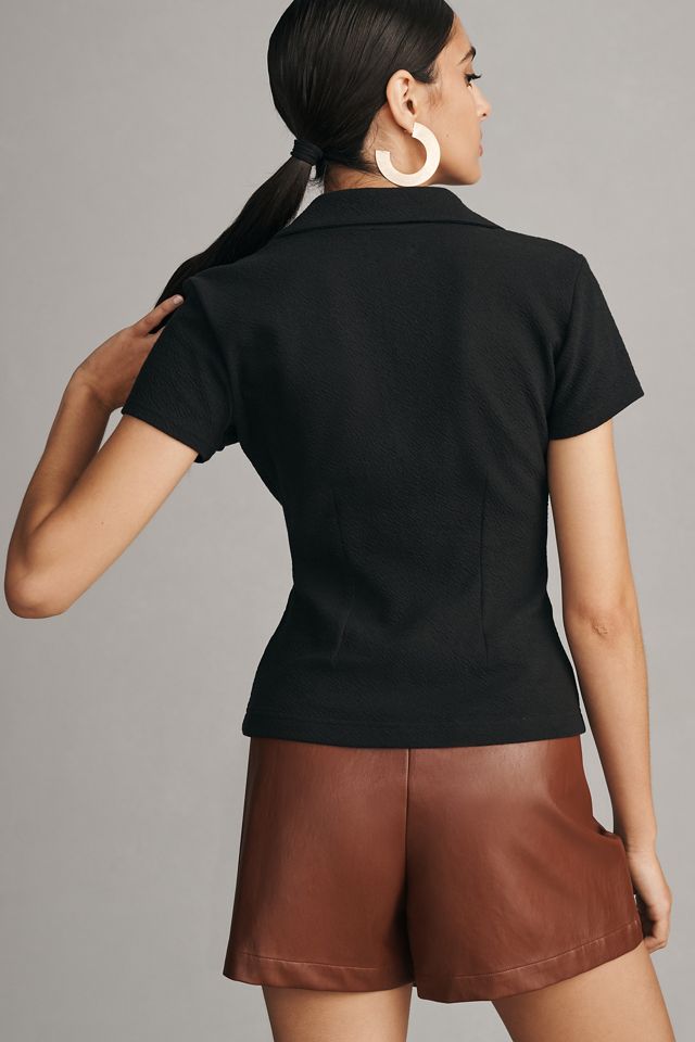 Maeve Crinkle Button-Front Top #1