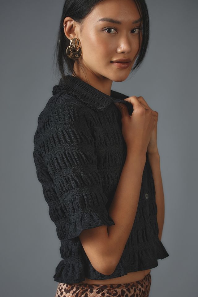 Maeve Smocked Button-Front Top | Anthropologie