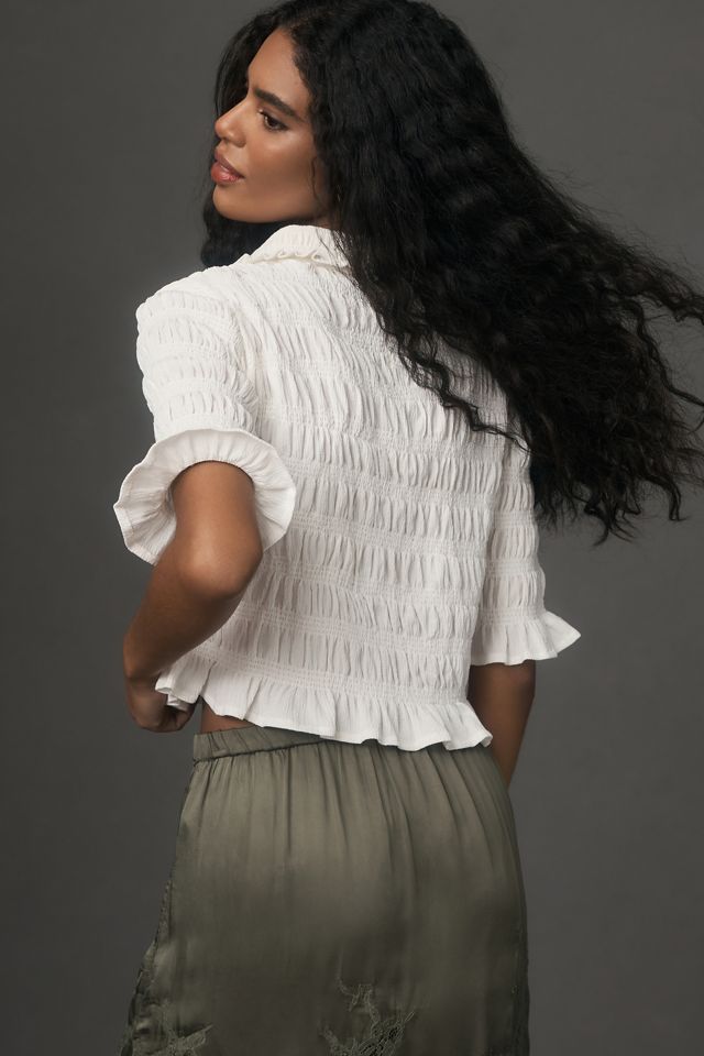 Maeve Smocked Button-Front Top #2