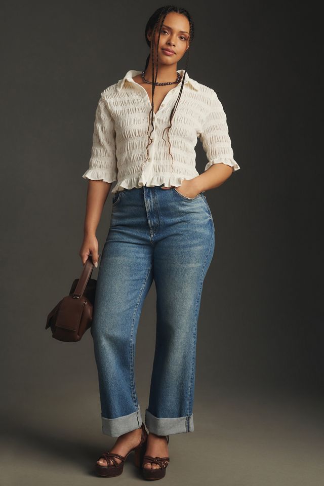 Maeve Smocked Button-Front Top #5