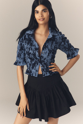 Maeve Smocked Button-Front Top product page