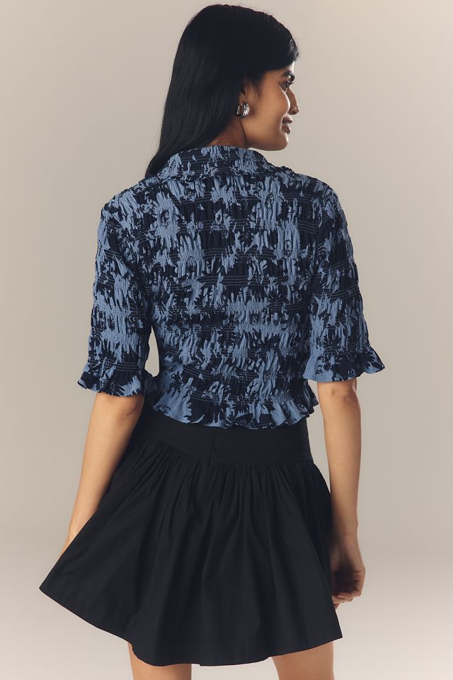 Maeve Smocked Button-Front Top #2