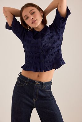 Maeve Ruffle Button-Front Top