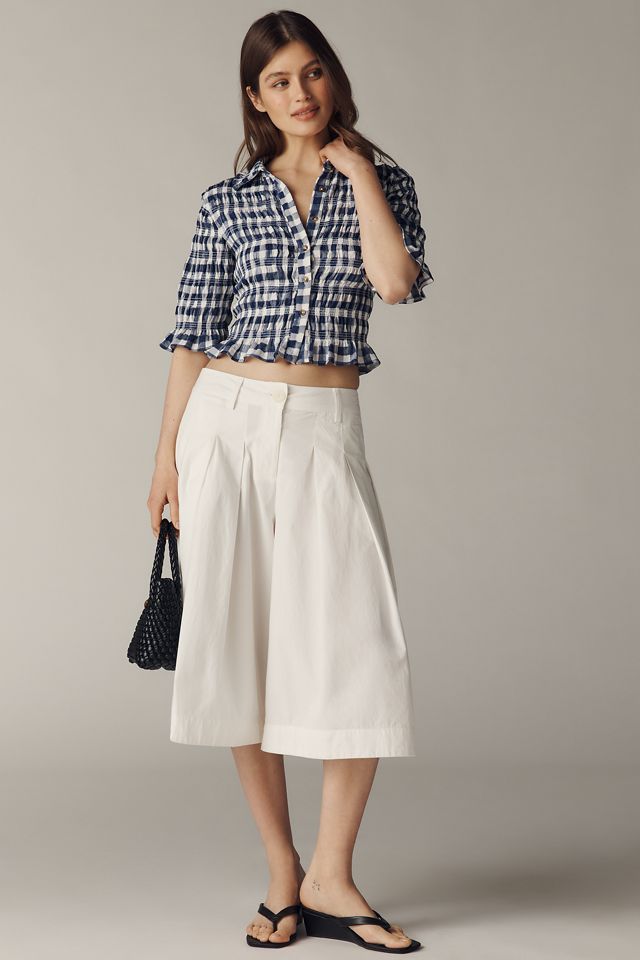Maeve Smocked Button-Front Top #1