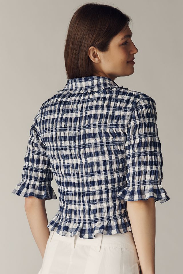 Maeve Smocked Button-Front Top #2