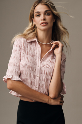 Maeve Ruffle Button-Front Top