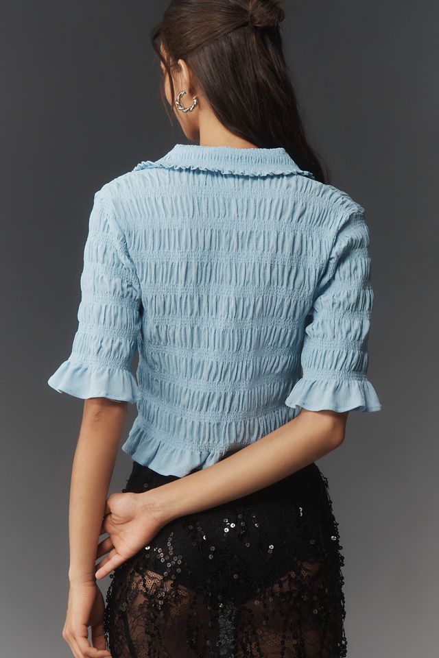 Maeve Ruffle Button-Front Top #1