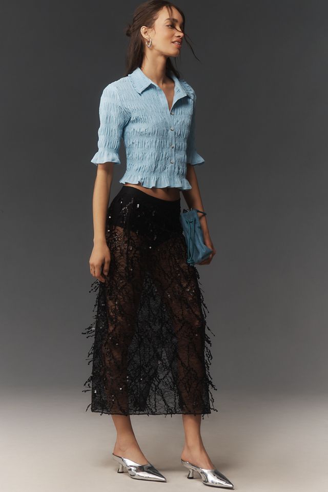 Maeve Ruffle Button-Front Top #2