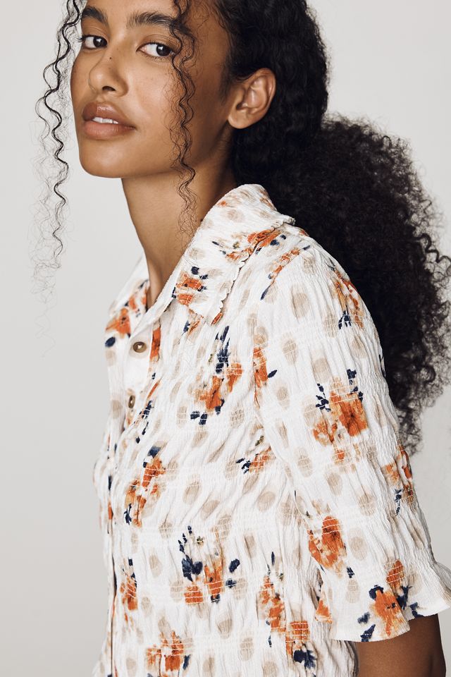 Maeve Smocked Button-Front Top #1
