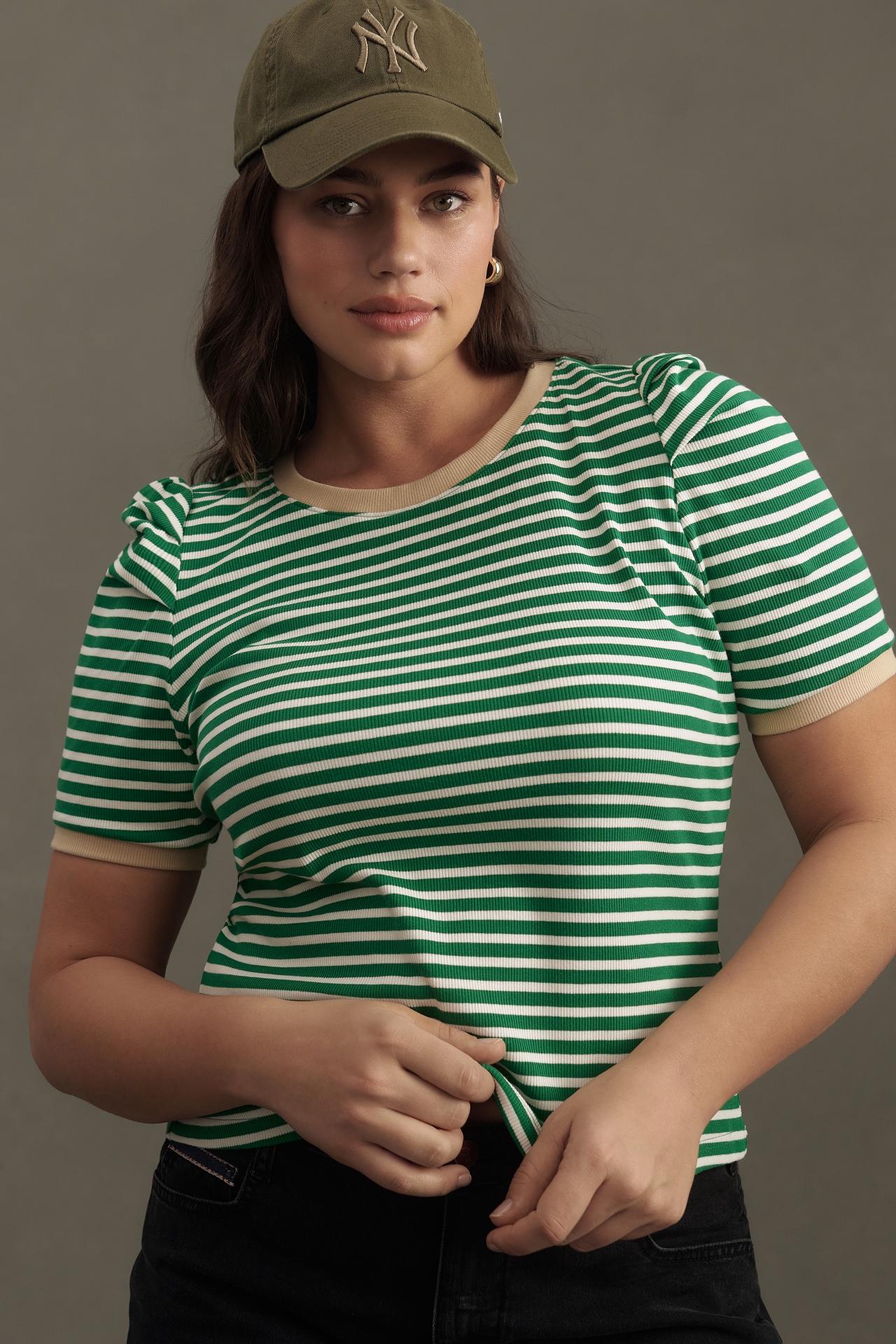 Maeve Puff-Sleeve Striped Top