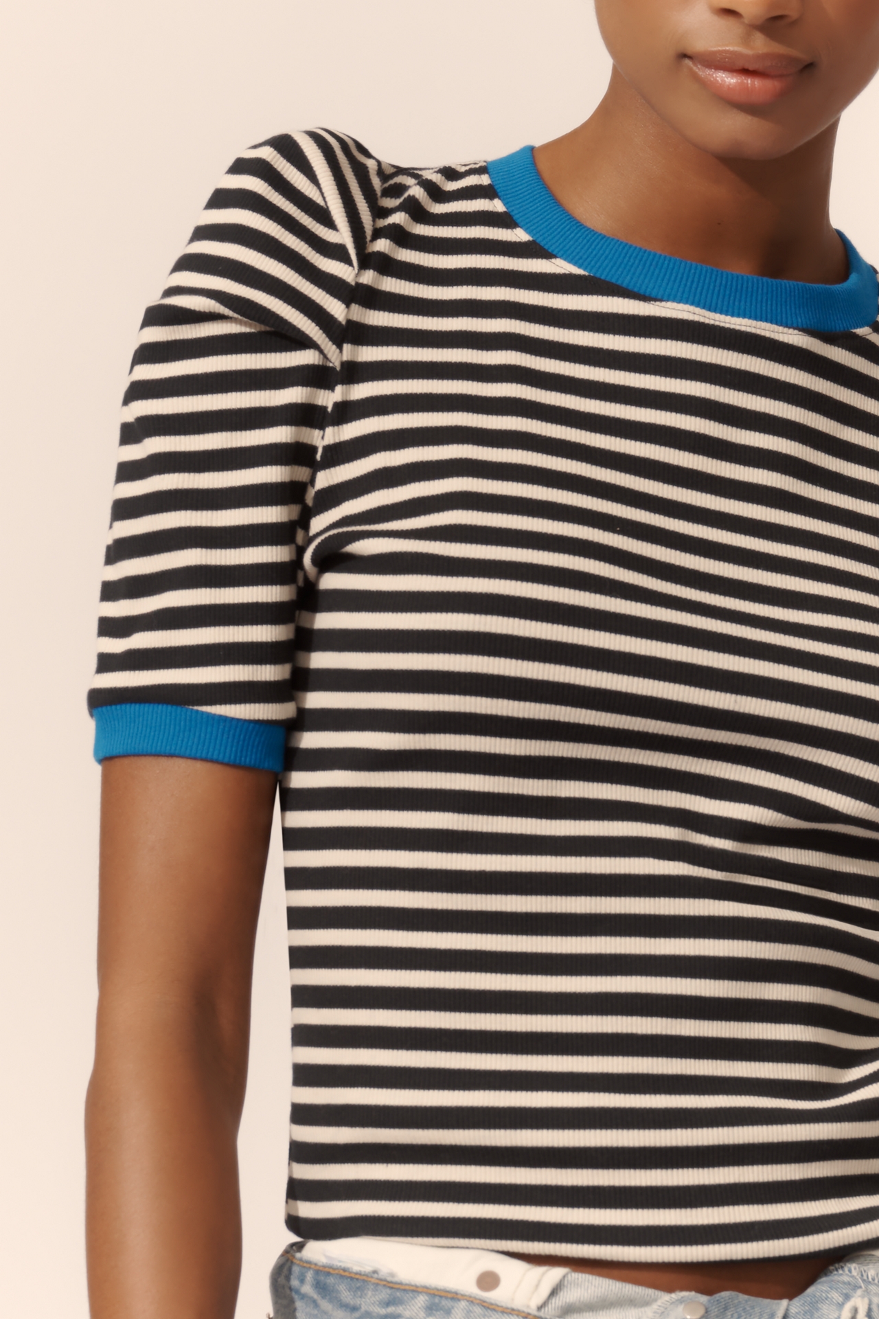 Maeve Puff-Sleeve Striped Top