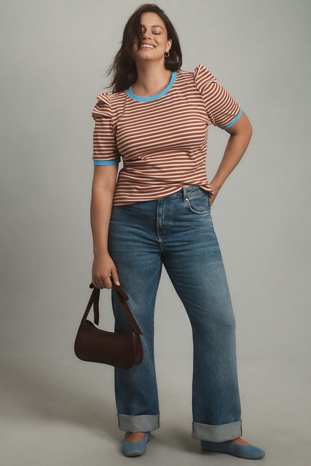 Maeve Puff-Sleeve Striped Top #6