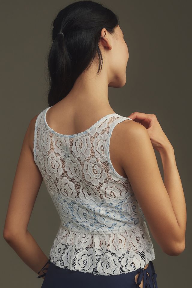 Maeve Lace Overlay Cropped Top #1
