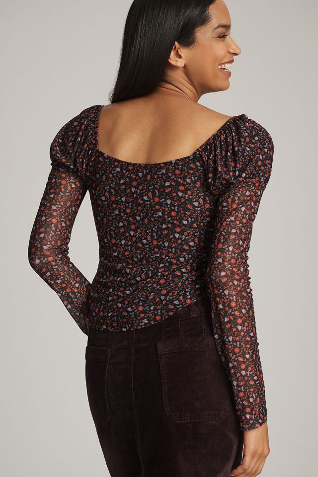 Top Ditsy Floral de Escote Redondo y Mangas Mutton Maeve #1