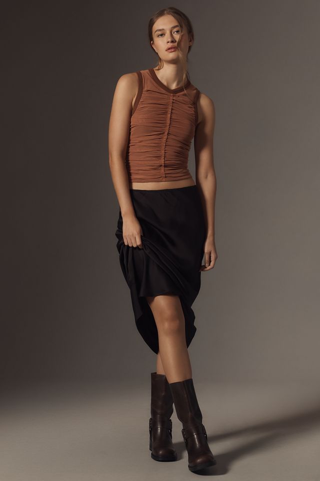 By Anthropologie Shirred Mesh Racerback Tank Top #3