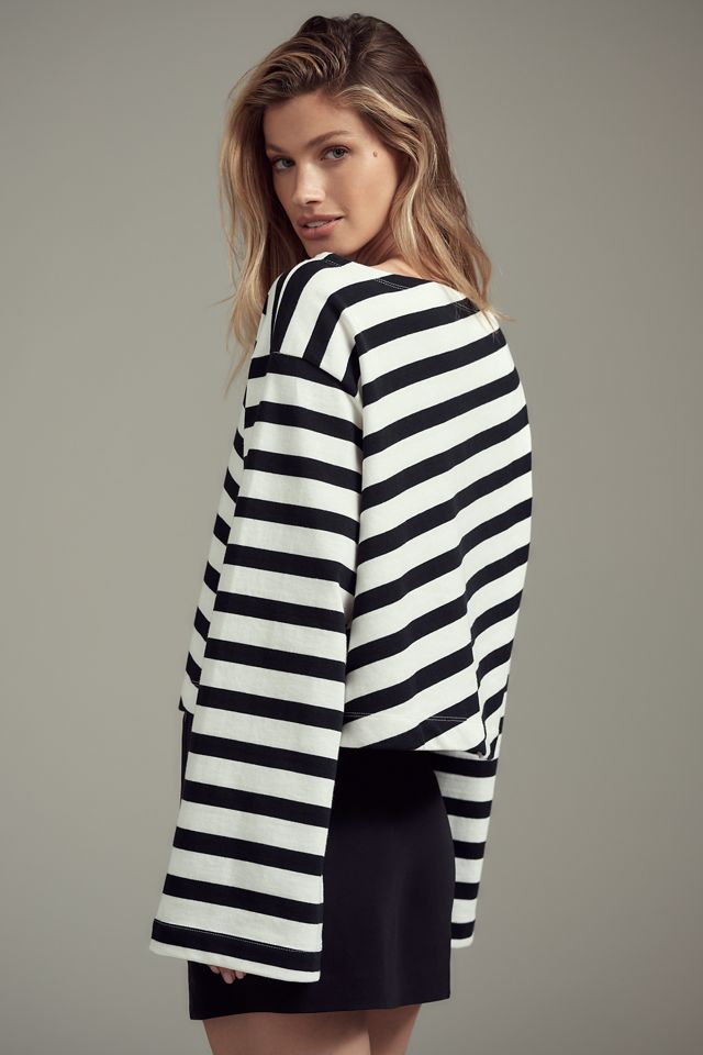Maeve Boatneck Bell-Sleeve Knit Top #1
