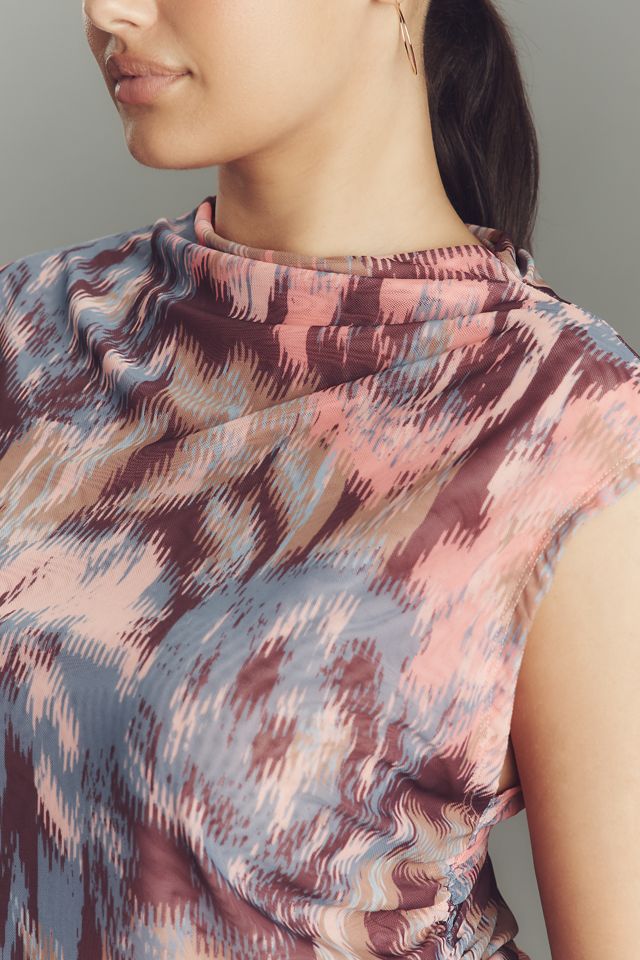 Maeve Mock-Neck Mesh Muscle Top #5