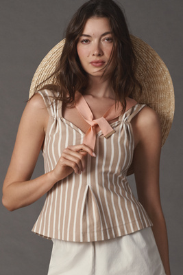 Shop Maeve V-neck Fit-and-flare Tank Top In White