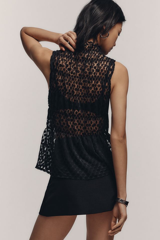 Maeve Smocked High-Neck Tiered Tank Top #2
