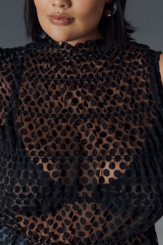Maeve Smocked High-Neck Tiered Tank Top #5