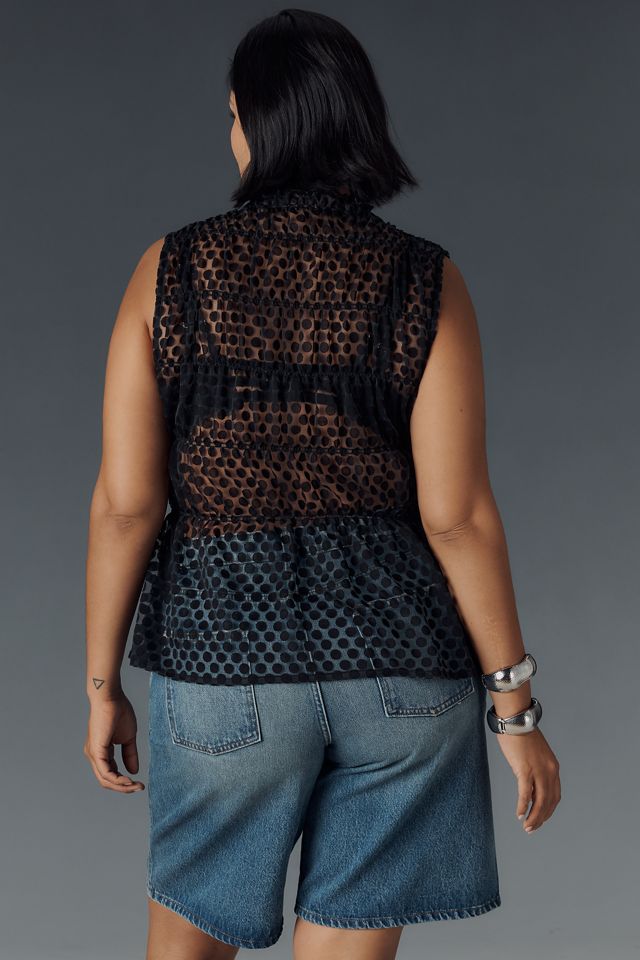 Maeve Smocked High-Neck Tiered Tank Top #6
