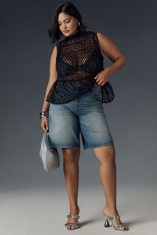 Maeve Smocked High-Neck Tiered Tank Top #7