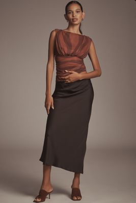By Anthropologie Sleeveless Ruched V-Neck Mesh Top