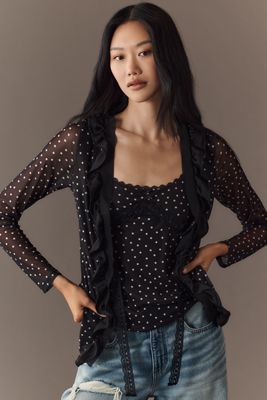 Cardigan transparent à bords en dentelle Maeve