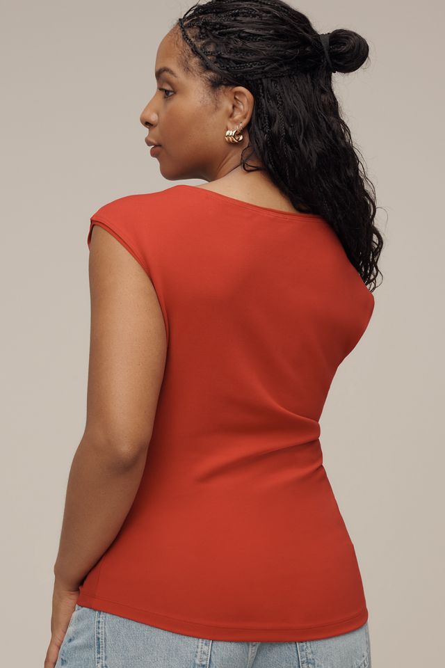 Maeve Short-Sleeve Structured Asymmetric Top #1
