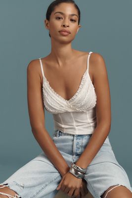 Pilcro Seamed Ruffle Tank Top