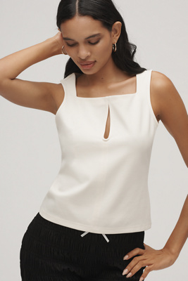 Maeve Keyhole Seamed Tank Top In White
