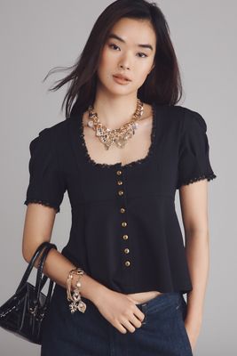 Maeve Puff-Sleeve Babydoll Top
