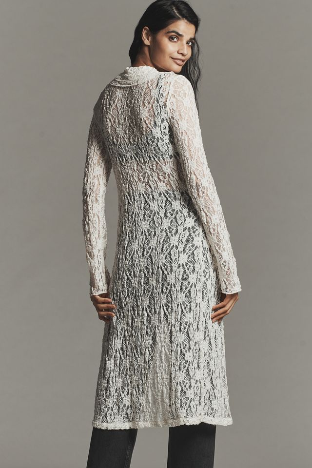 By Anthropologie Lace Long-Line Cardigan #2
