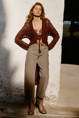 By Anthropologie Lace Long-Line Cardigan