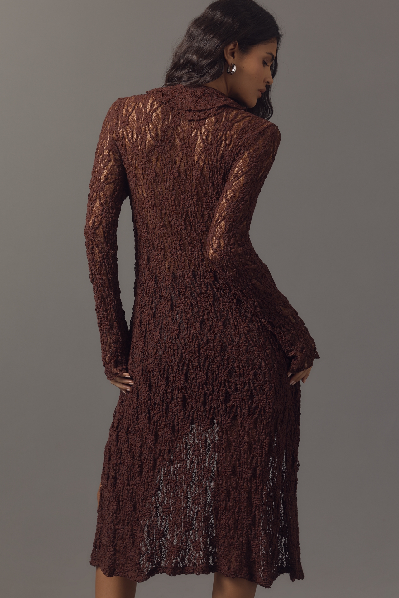 By Anthropologie Lace Long-Line Cardigan