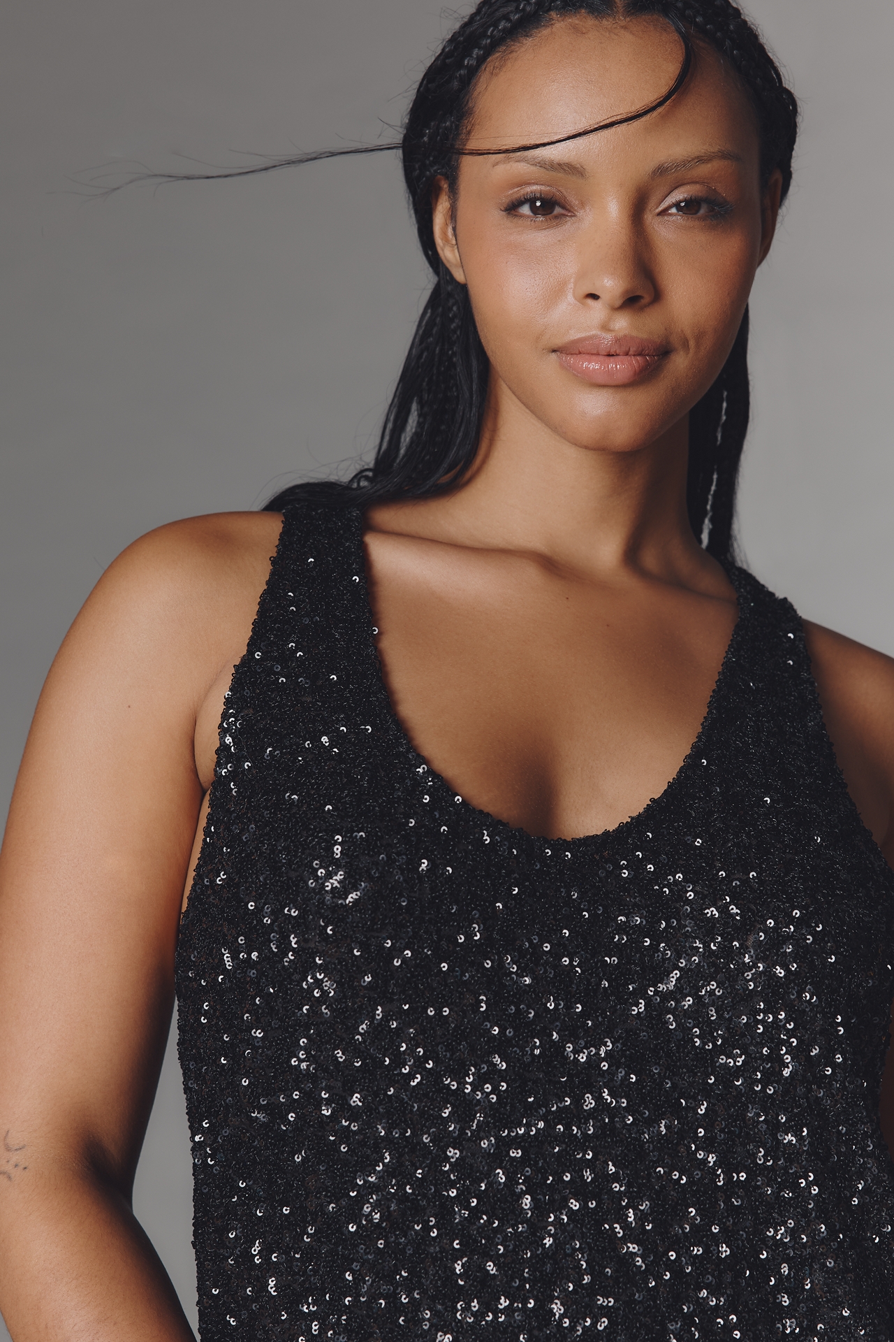 By Anthropologie Slouchy Sequin Scoop Tank