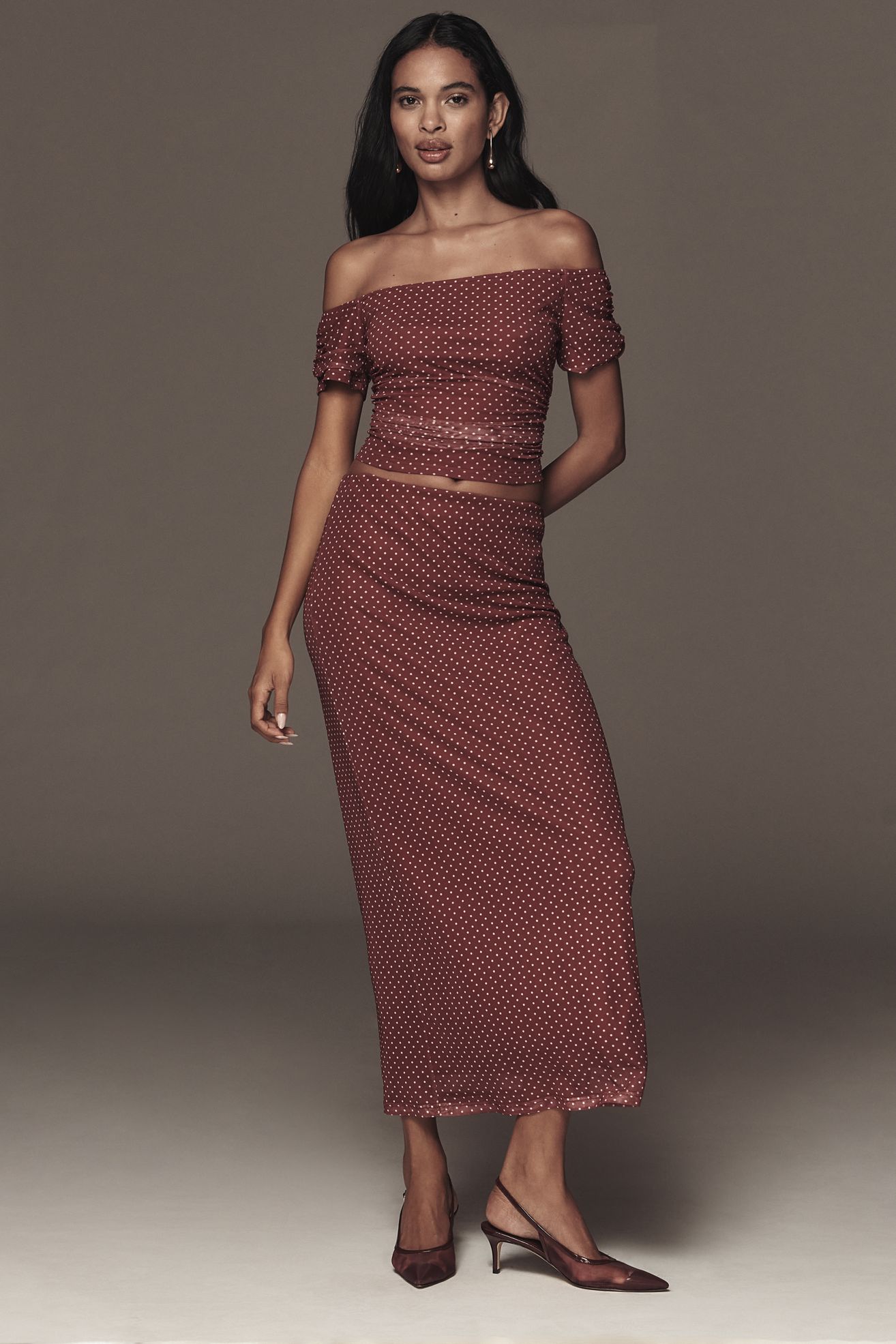 The Frolic Polly Off-Shoulder Mesh Top