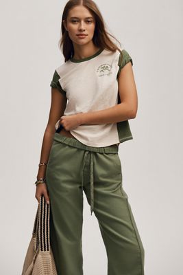 Le T-shirt à manches courtes et col rond en coton-slub Bennie de Pilcro : Édition Colourblock