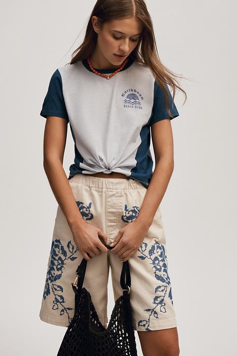 The Bennie Cotton-Slub Crew-Neck Tee by Pilcro: Colorblock Edition