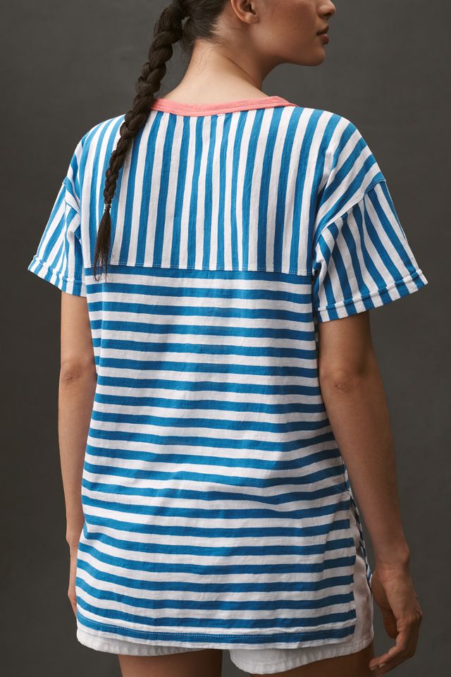 The Jordyn Cotton-Slub Crew-Neck Oversized Tee by Pilcro: Striped Edition #1