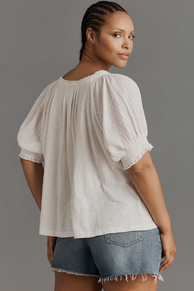 Pilcro Lace-Trim Short-Sleeve Blouse #6