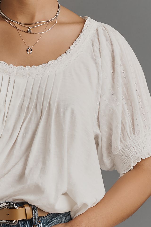 Pilcro Lace-Trim Short-Sleeve Blouse #7