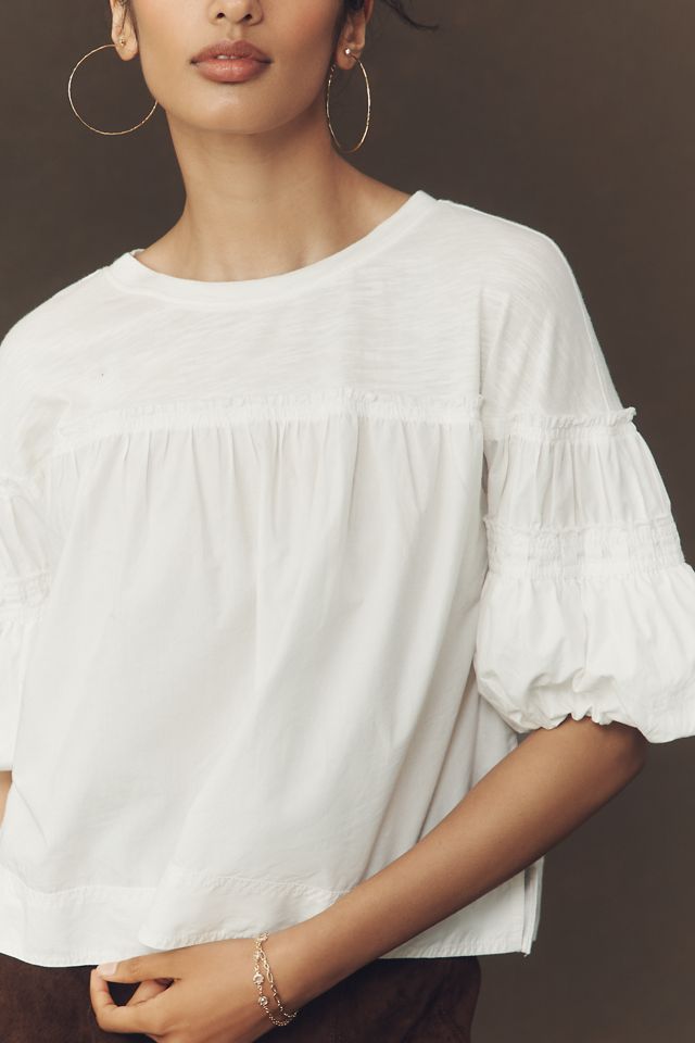 Pilcro Reworked Ruffle-Sleeve Top #1